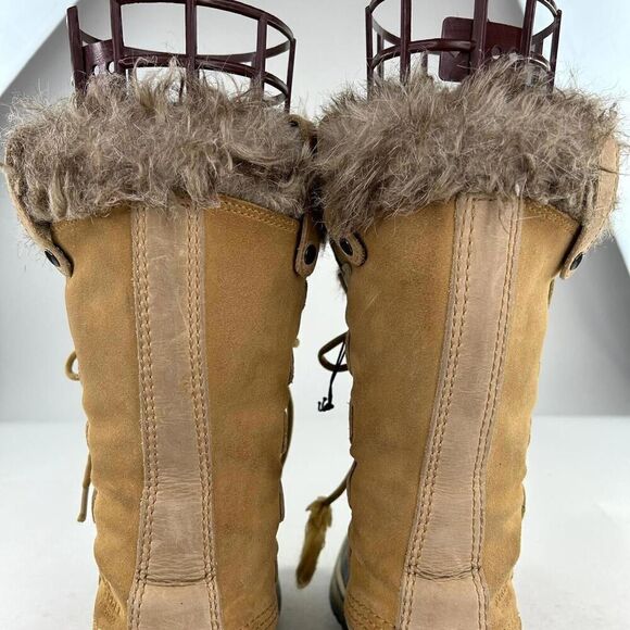Sorel Joan of Arctic Tan Faux Fur Trim Boot US 8 Women Lace Up Winter Waterproof - Picture 9 of 12